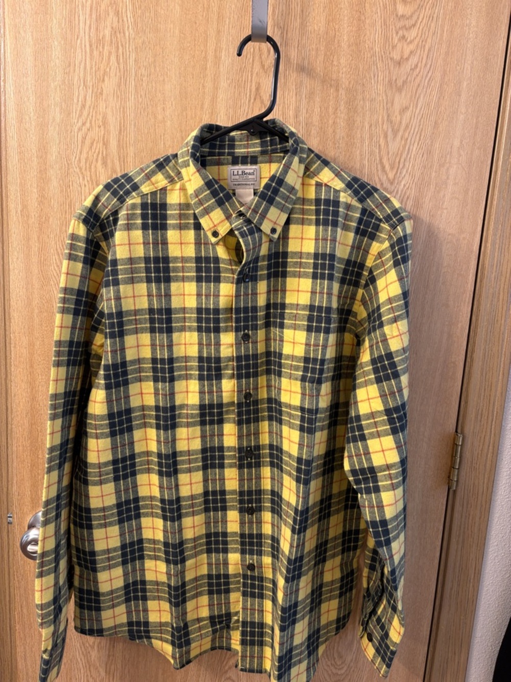 L.L. Bean Yellow and Black Plaid Button-Down Shirt - Men's